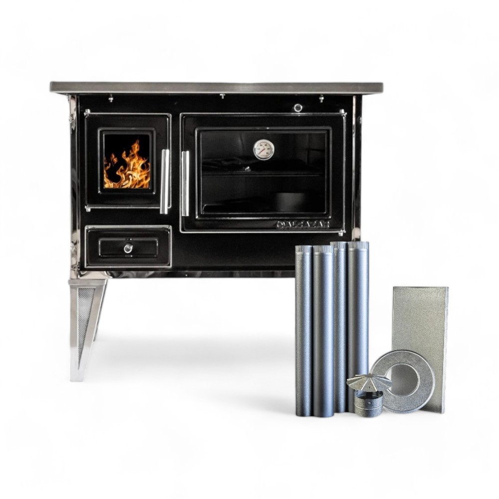 Cocina Leña Alcázar 92X62 L90 Con Kit Caño 6" Negro
