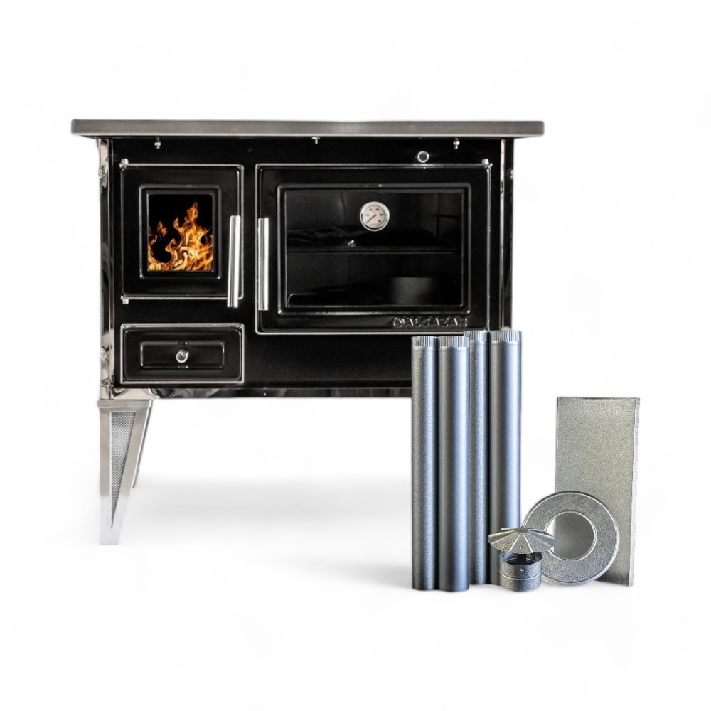Cocina Leña Alcázar 82X56 L80 Con Kit Caño 5" Negro