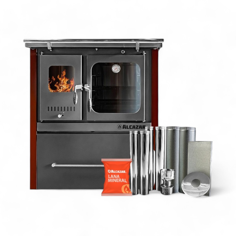 Combo Cocina Alcázar M90 Con Kit Acero 6" Burdeo