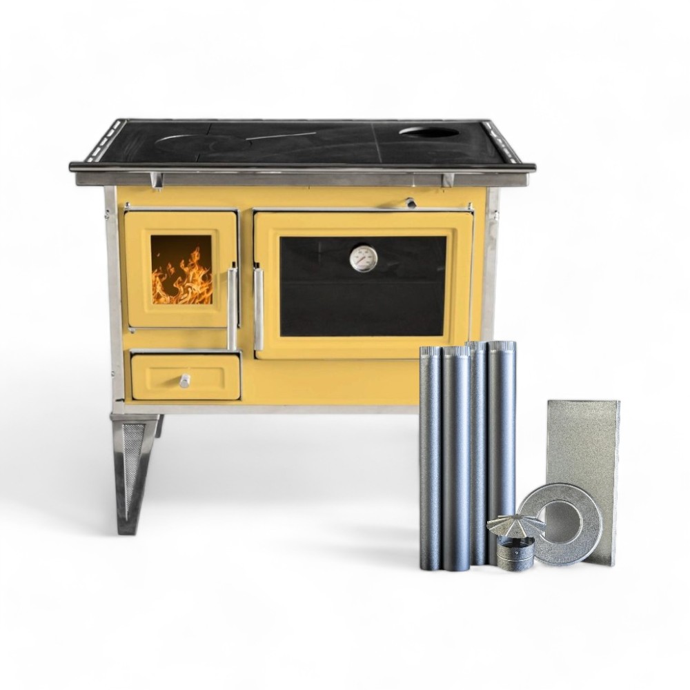 Cocina Leña Alcázar 82X56 L80 Con Kit Caño 5" Amarilla