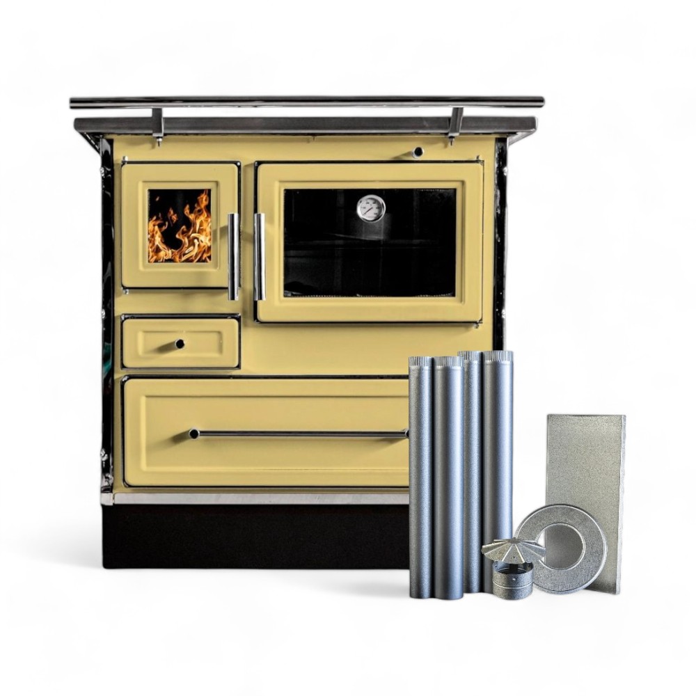 Cocina Leña Alcázar 82X56 Mueble Mz Con Kit 5" Amarillo