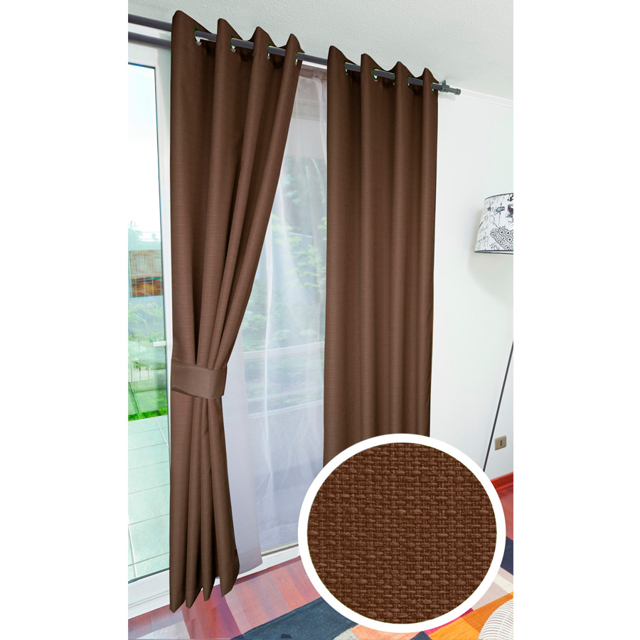 Combo Cortina Rustico Chocolate 8 Piezas Argollas