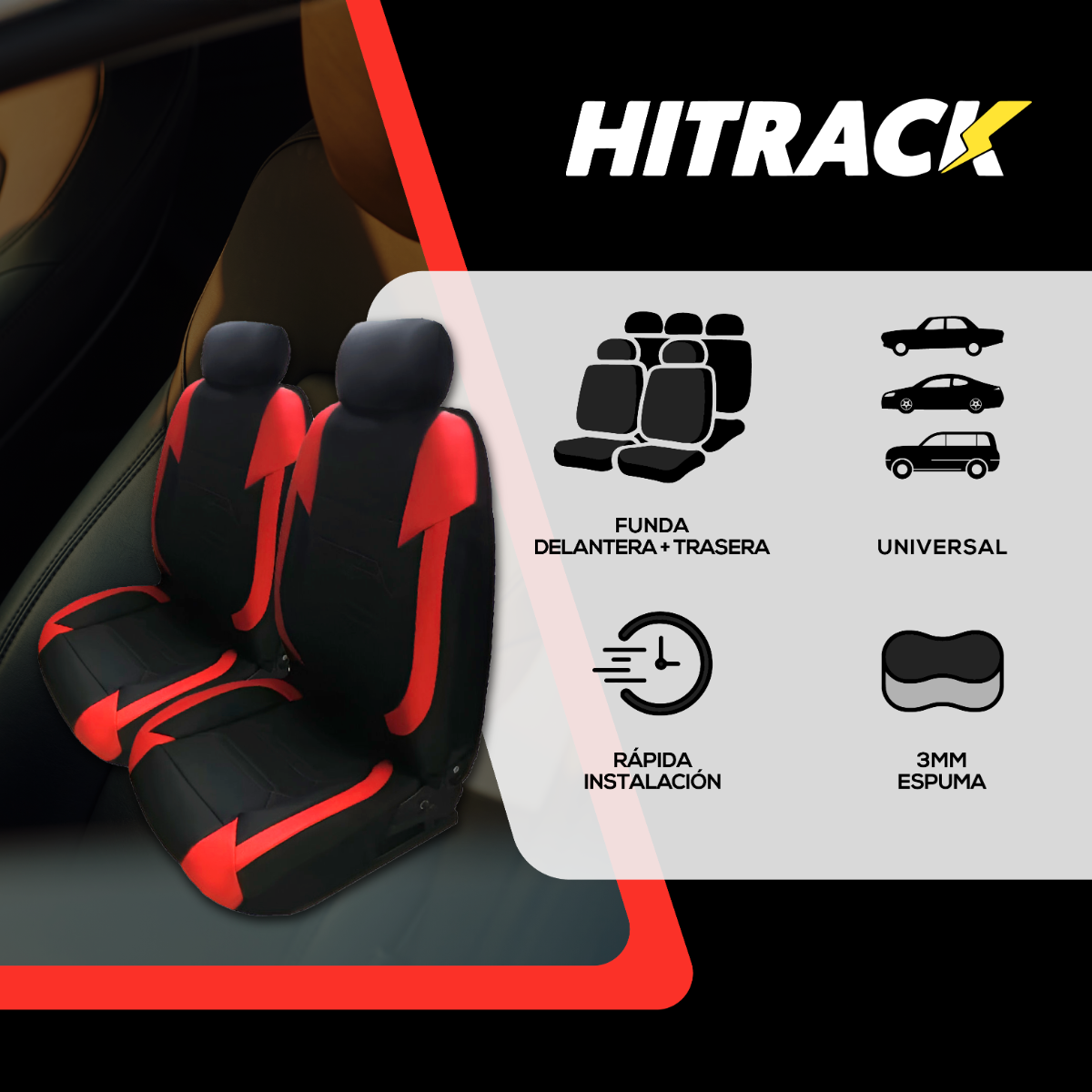 Cubre Asientos Auto Hi Track Ecocuero 3 Mm Rojo