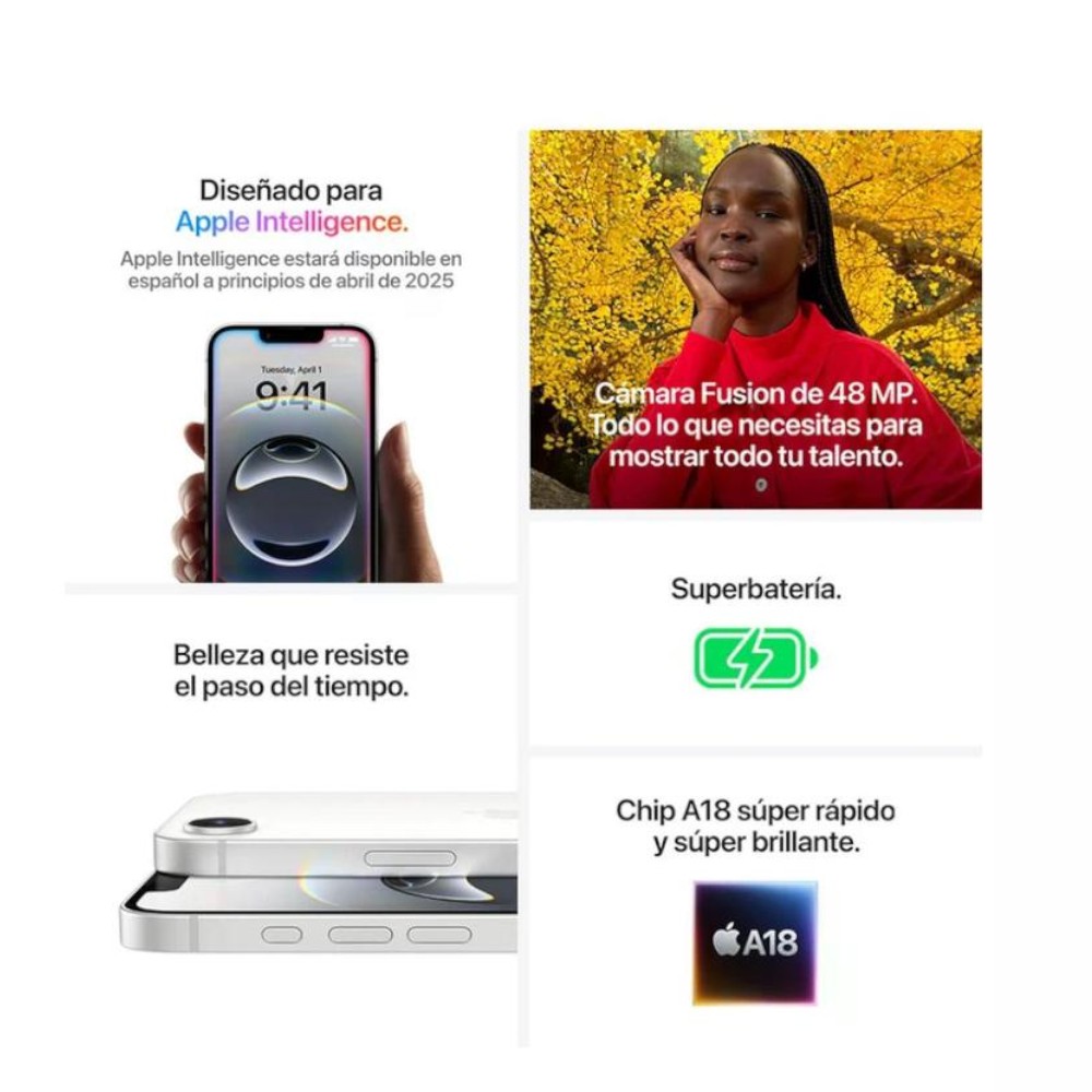 Apple Iphone 16e 128 Gb Negro + Cargador 20W USB-C