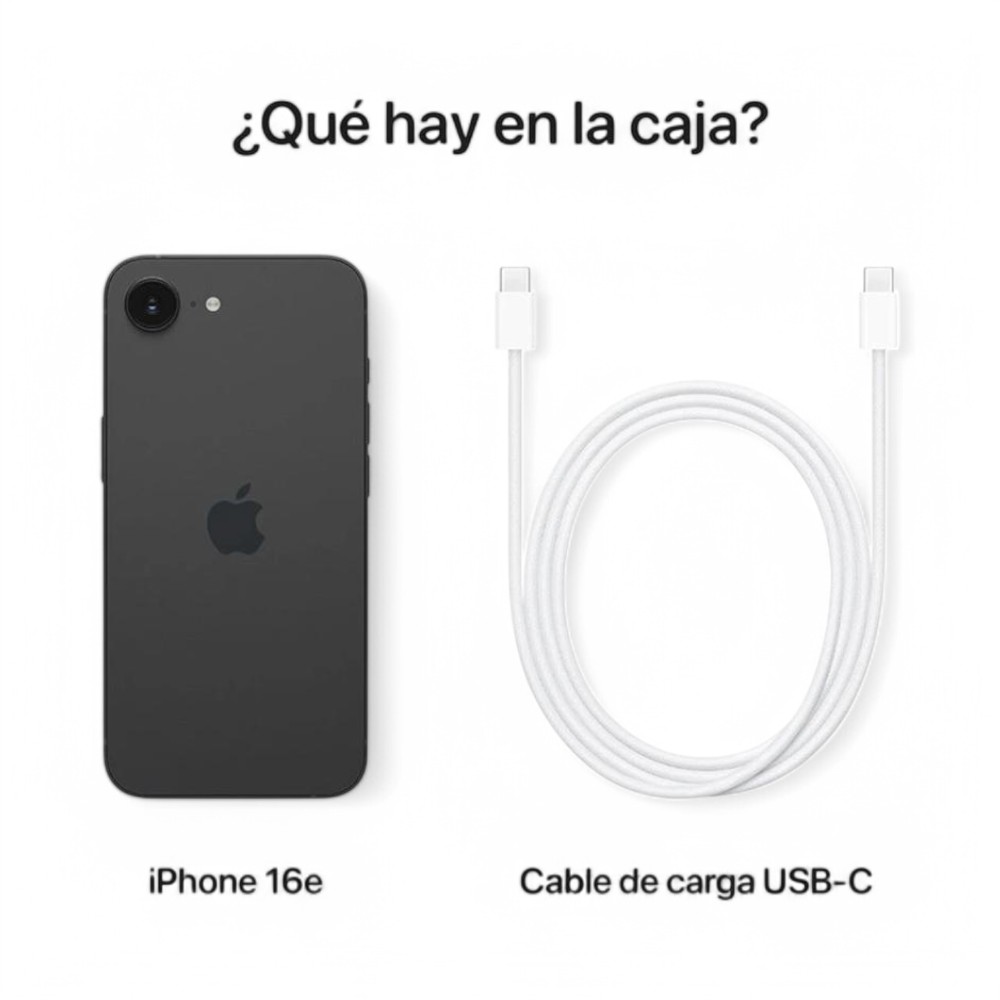 Apple Iphone 16e 128 Gb Negro + Cargador 20W USB-C