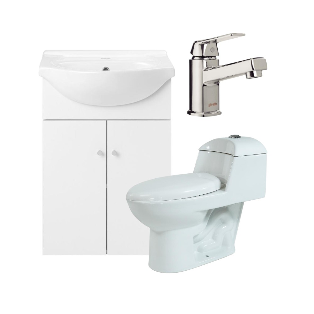 Combo Baño One Piece Natales + Mueble Vanitorio + Monomando