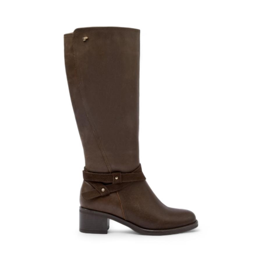 Botas Casuales Mujer 16 Hrs J019 Cuero Café Oscuro