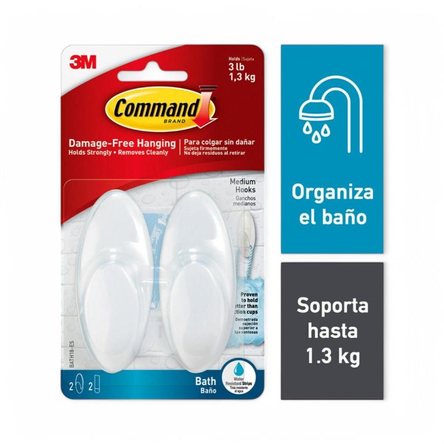 Gancho Para Baño 3M Command 3X10X17Cm Blanco