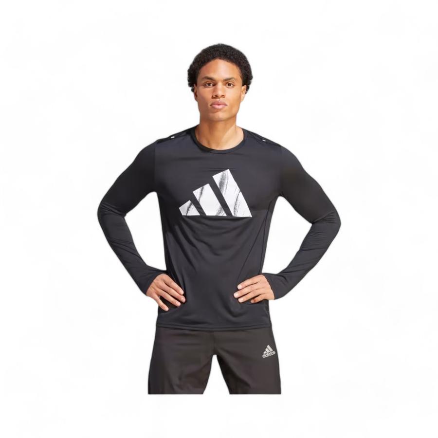 Polera Deportiva Hombre Adidas Brand Love Manga Larga Negro