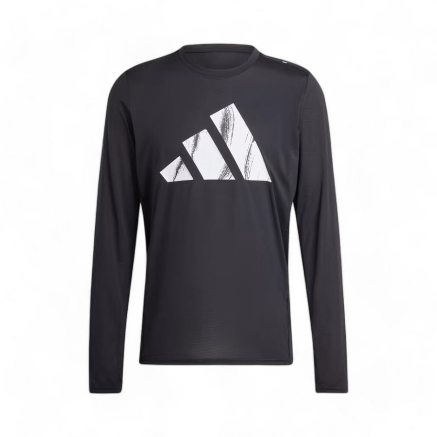 Polera Deportiva Hombre Adidas Brand Love Manga Larga Negro