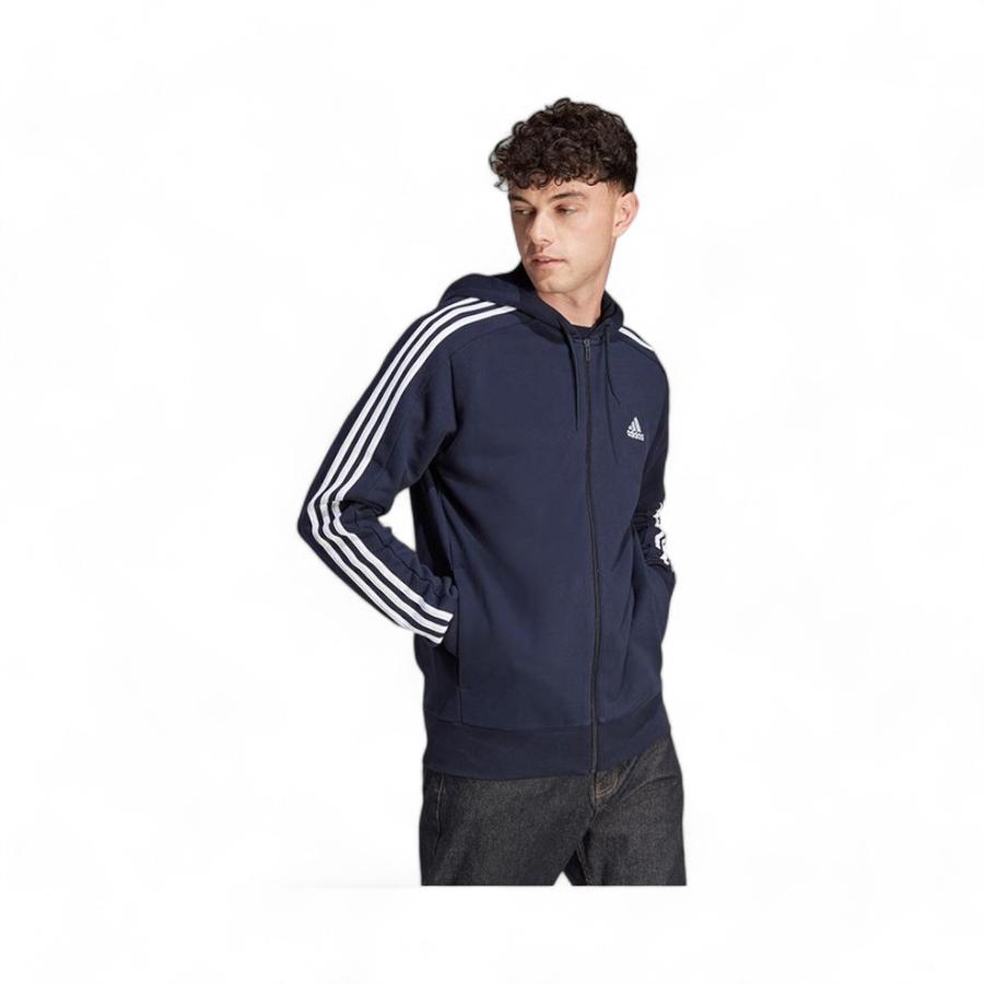 Polerón Hombre Adidas Essentials 3 Tiras Full Zipper Azul