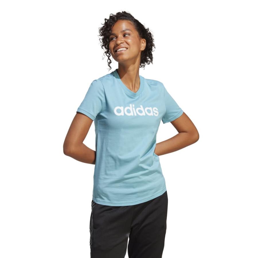 Polera Adidas Loungewear Essentials Slim Logo Mujer Turquesa