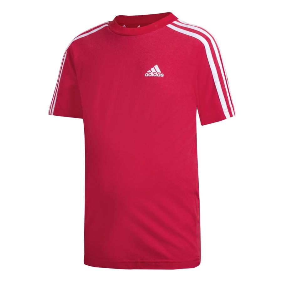 Polera Infantil Unisex Adidas Essentials 3 Tiras Rojo