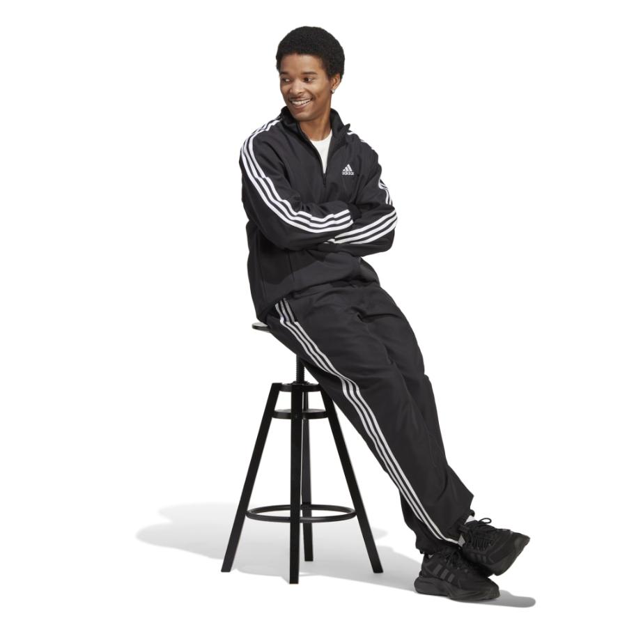 Buzo Deportivo Hombre Adidas Tejido 3 Tiras Negro
