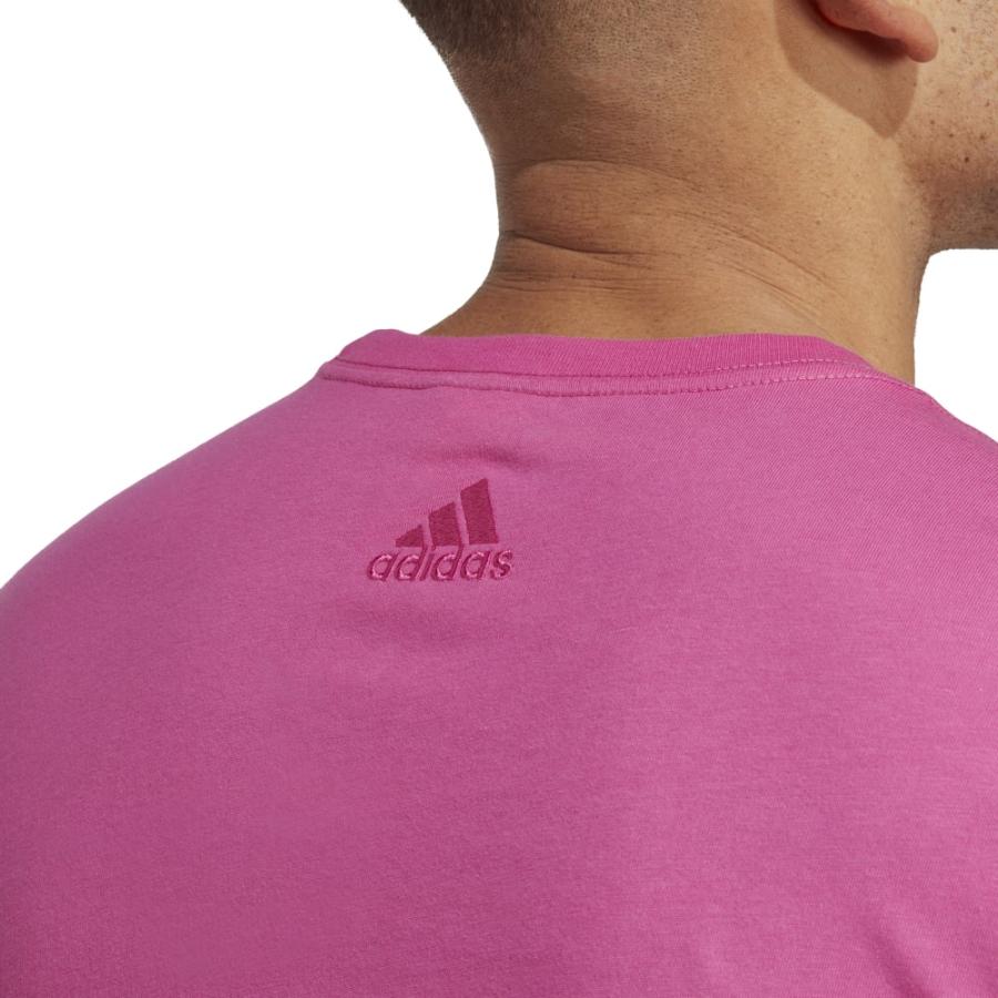 Polera Adidas Essentials Logo Bordado Hombre Rosada