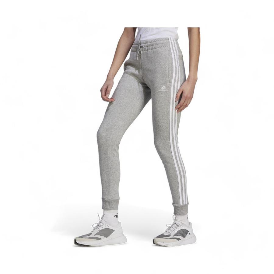 Pantalón Deportivo Mujer Adidas 3 Tiras Tela Fleece Gris