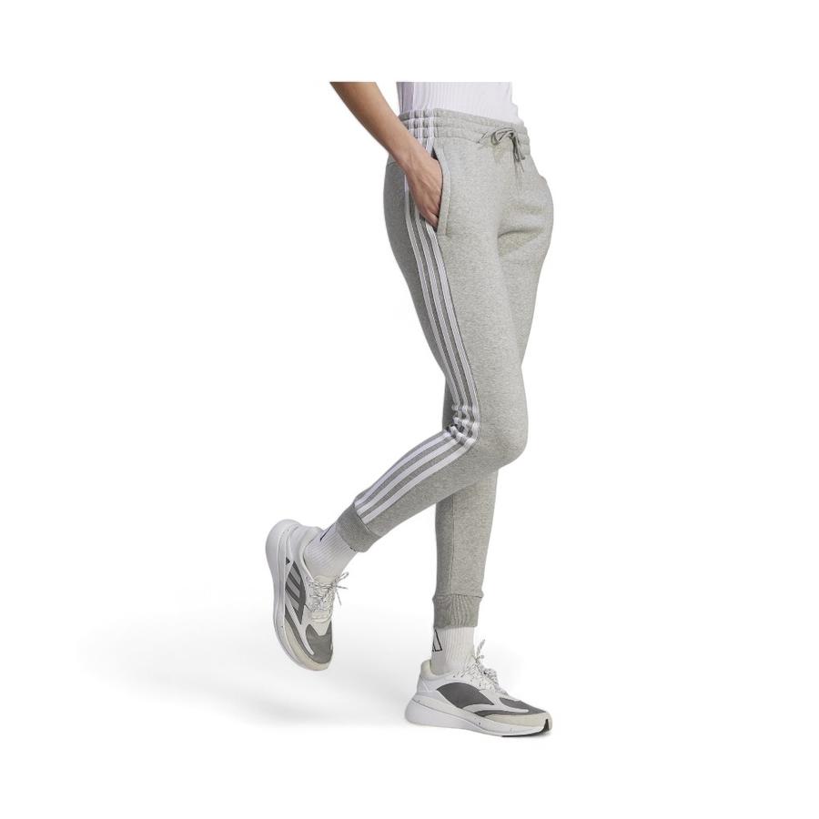 Pantalón Deportivo Mujer Adidas 3 Tiras Tela Fleece Gris