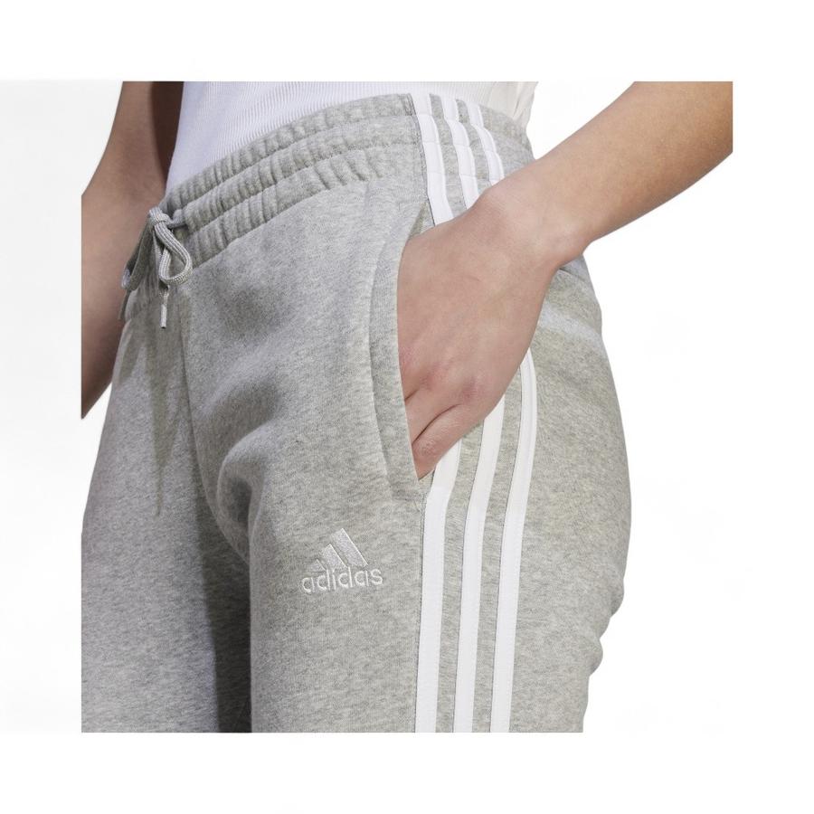 Pantalón Deportivo Mujer Adidas 3 Tiras Tela Fleece Gris