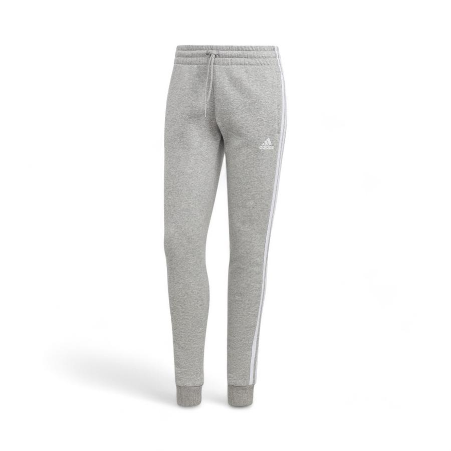 Pantalón Deportivo Mujer Adidas 3 Tiras Tela Fleece Gris