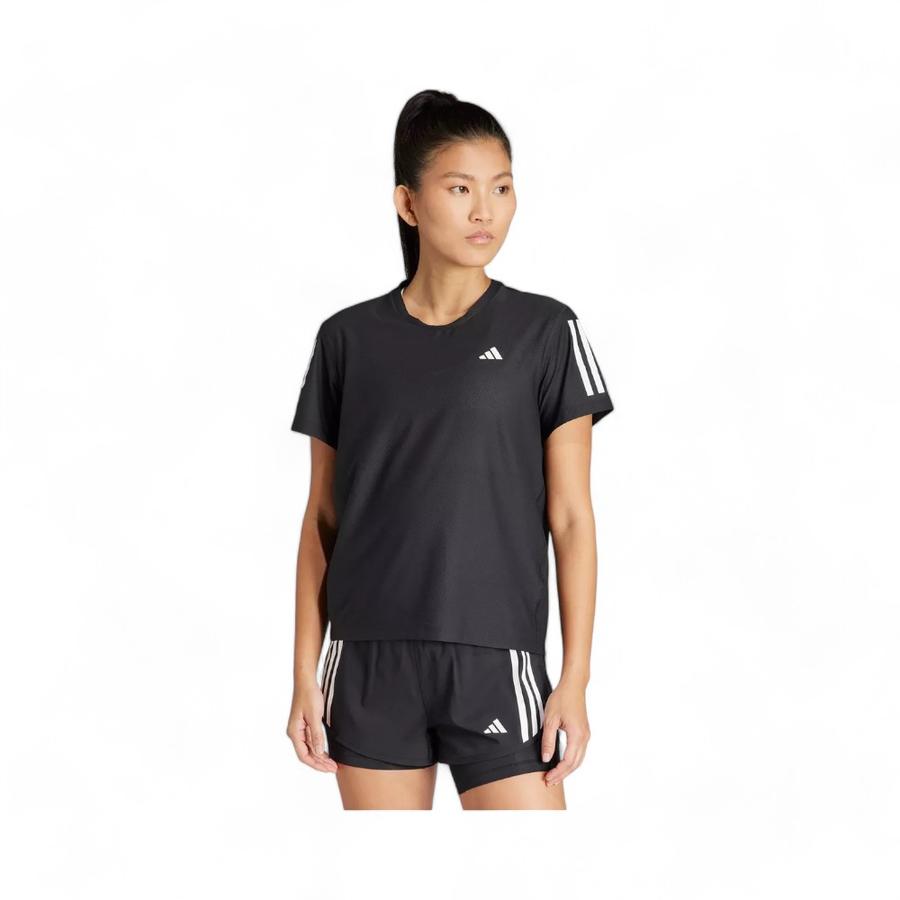 Polera Deportiva Mujer Adidas Own The Run 3 Lineas Negro