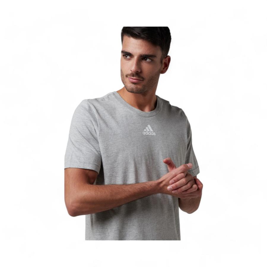 Polera Deportiva Hombre Adidas Logo Pequeño Gris