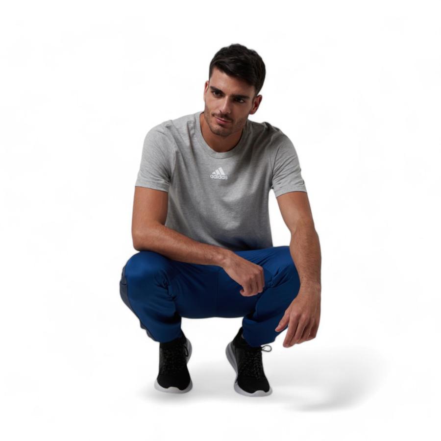 Polera Deportiva Hombre Adidas Logo Pequeño Gris