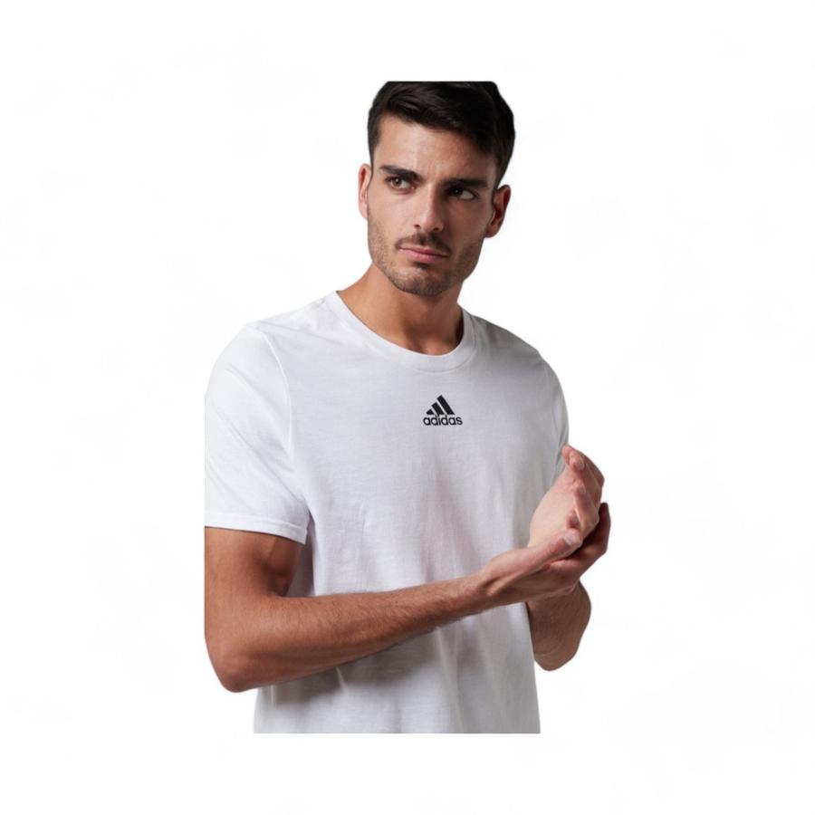 Polera Deportiva Hombre Adidas Logo Pequeno Blanco