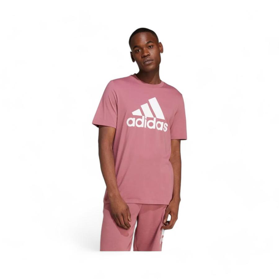 Polera Hombre Adidas Essentials Logo Grande Tejido Burdeo