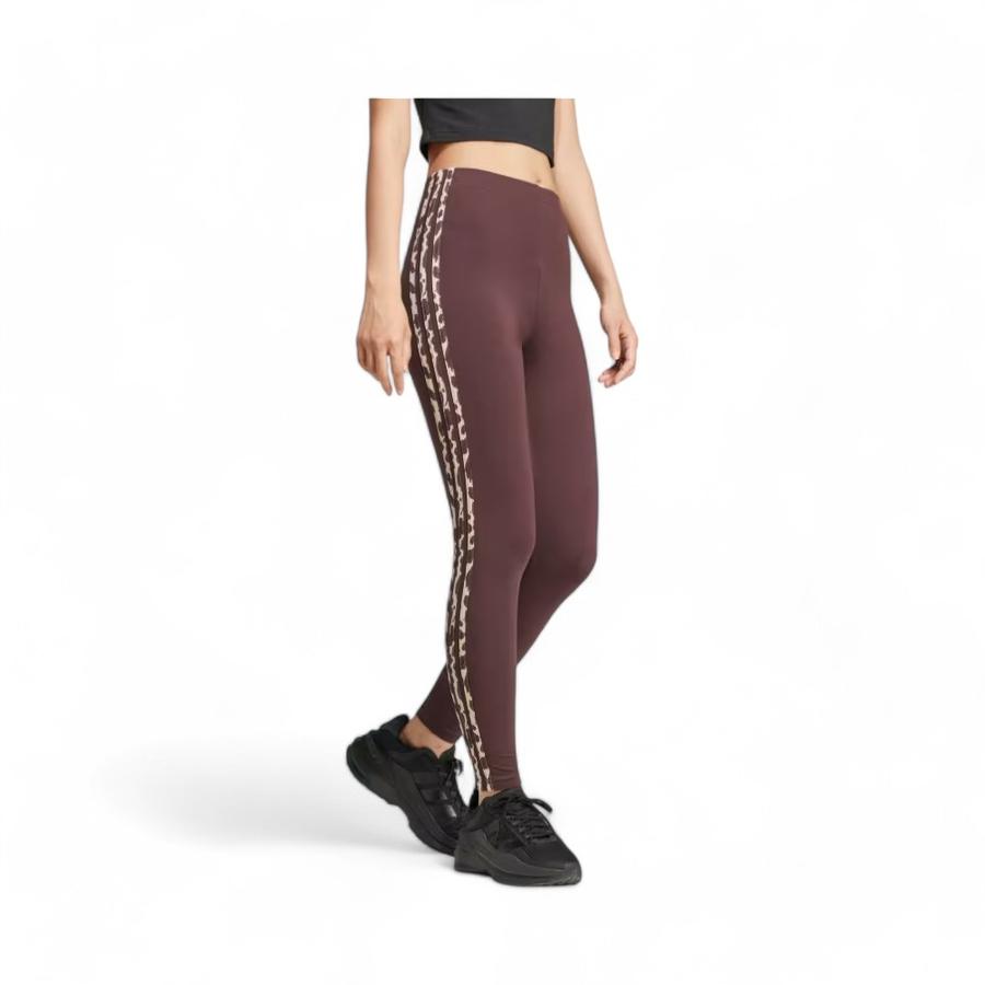 Calzas Mujer Adidas Essentials 3 Tiras Animal Print Café