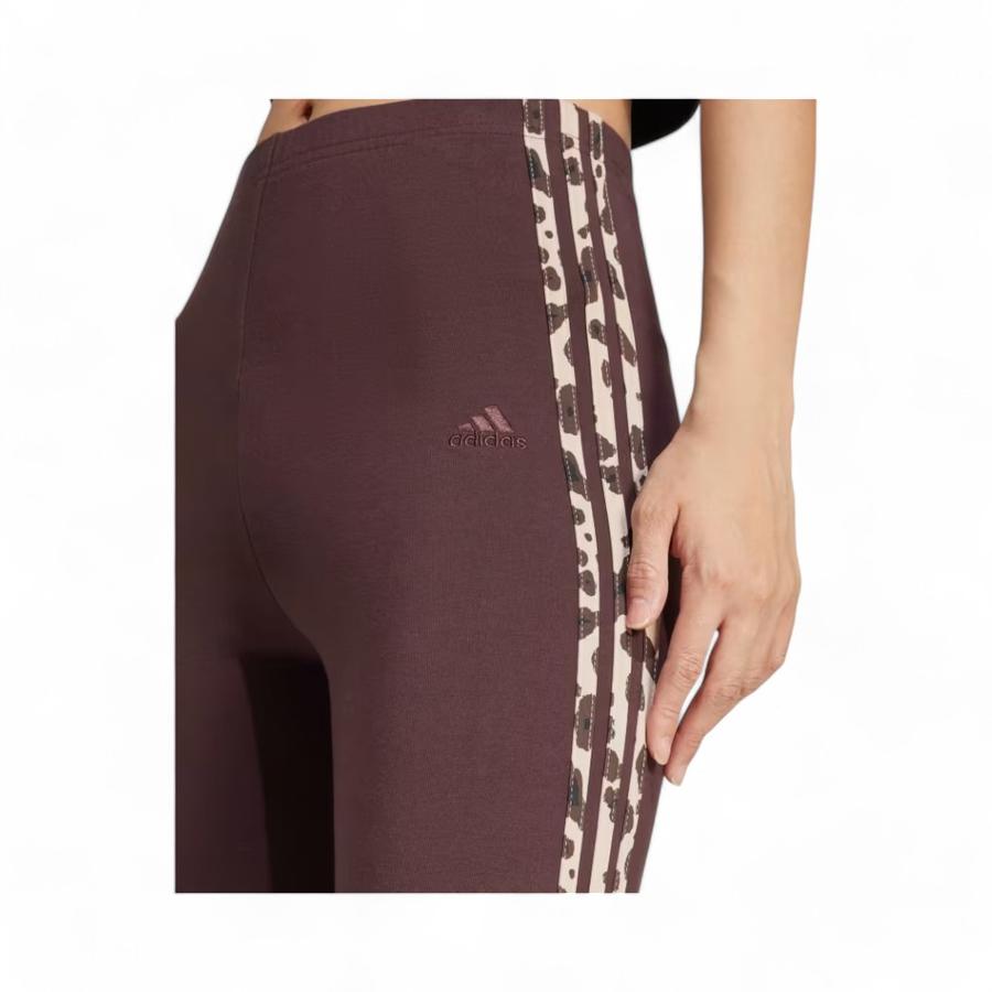 Calzas Mujer Adidas Essentials 3 Tiras Animal Print Café