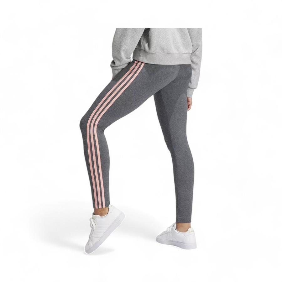 Calzas Mujer Adidas Essentials 3 Tiras Gris Rosado