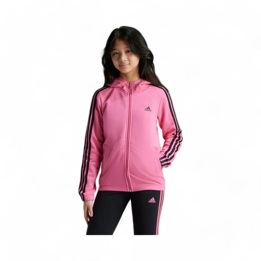 Polerón Niñas Adidas Essentials 3 Tiras Full Zipper Rosado