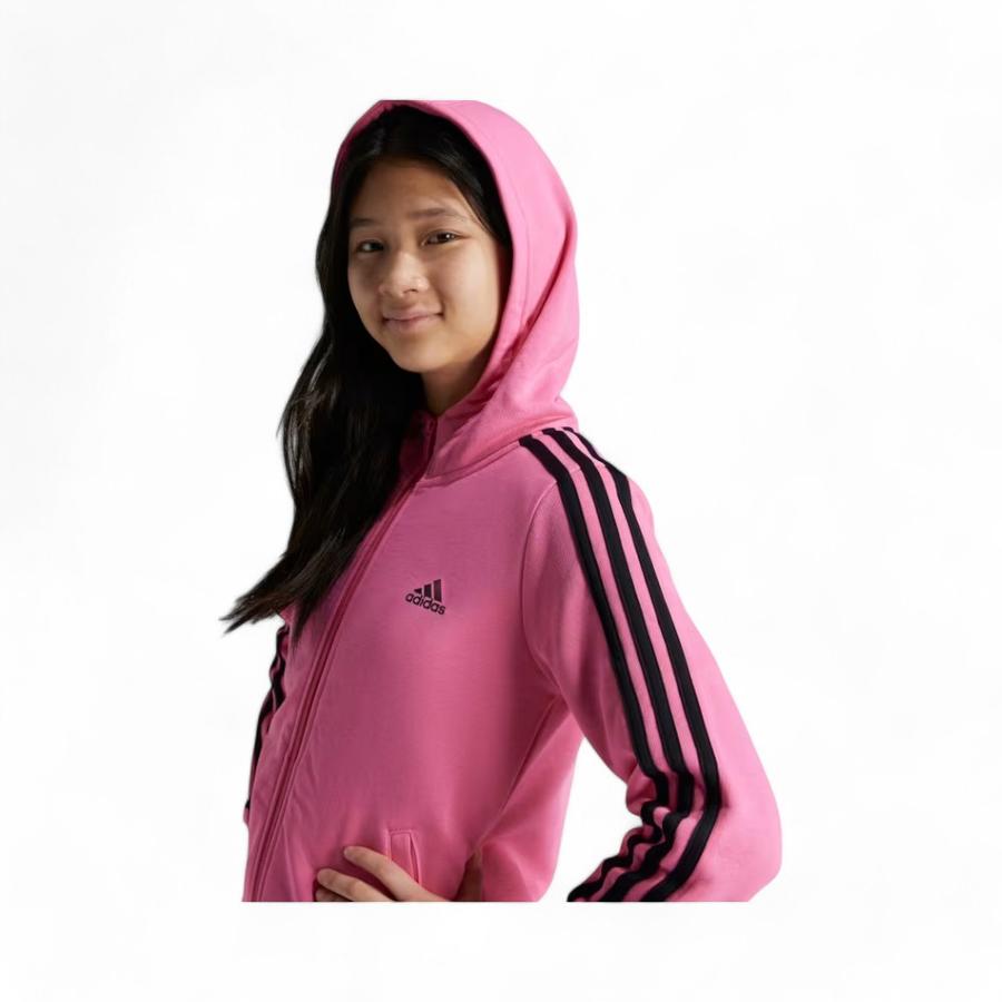 Polerón Niñas Adidas Essentials 3 Tiras Full Zipper Rosado