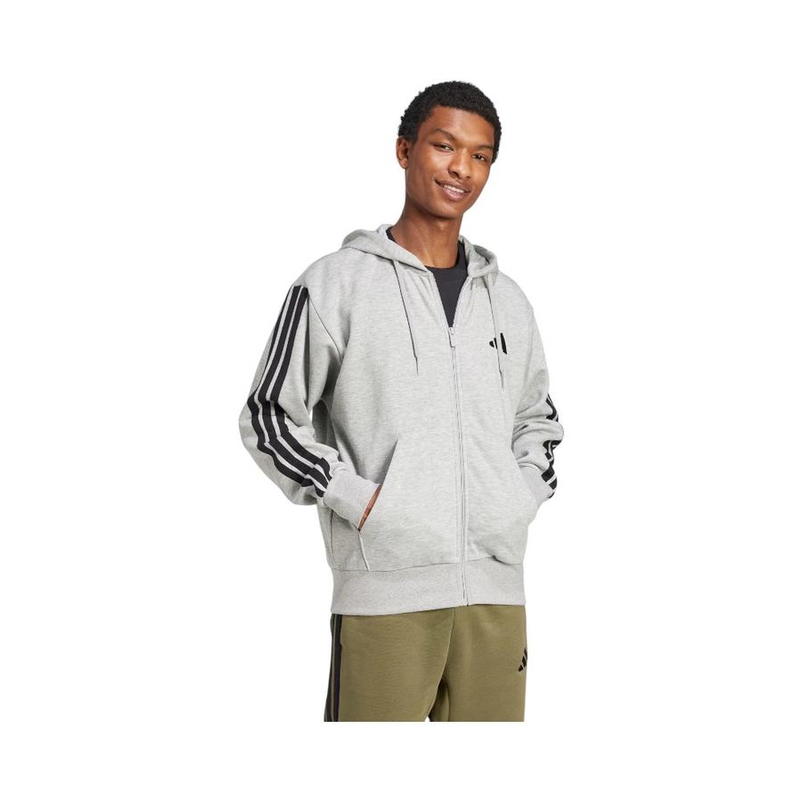 Polerón Deportivo Hombre Adidas Essentials 3 Tiras Gris