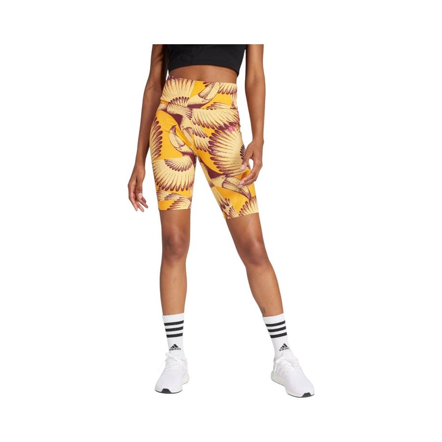 Calzas Cortas Mujer Adidas x FARM Estampado Oasis Amarillo