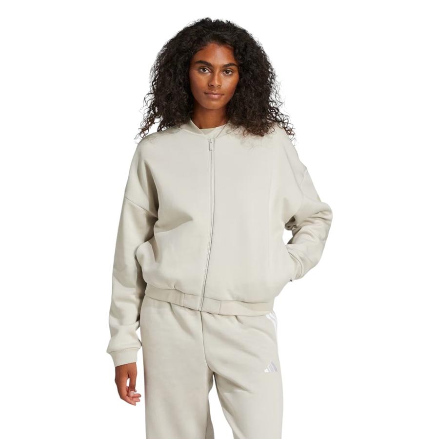Polerón Deportivo Bómber Essentials Mujer Adidas Beige
