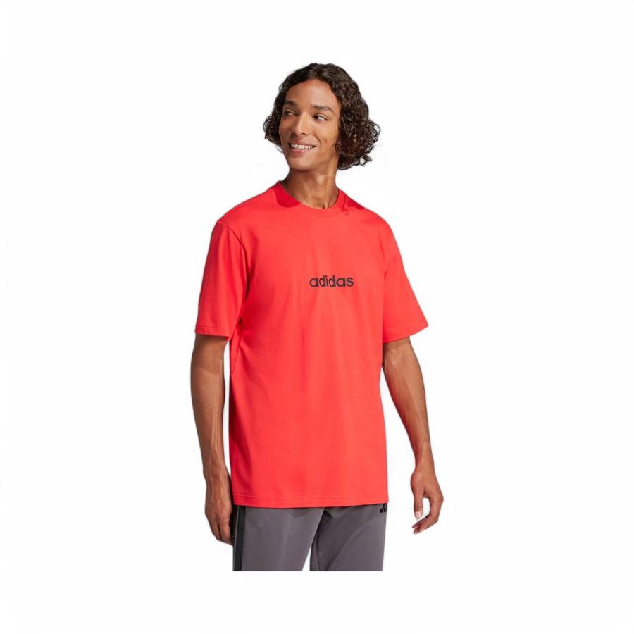 Polera Hombre Adidas Essentials Linear Rojo