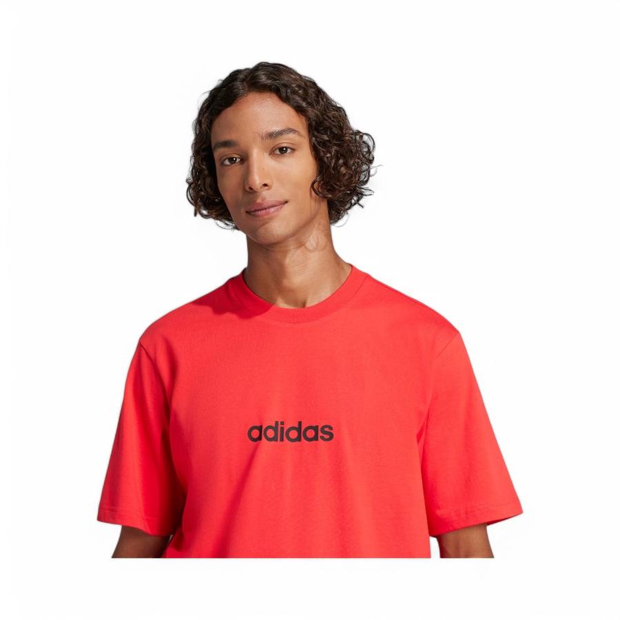 Polera Hombre Adidas Essentials Linear Rojo