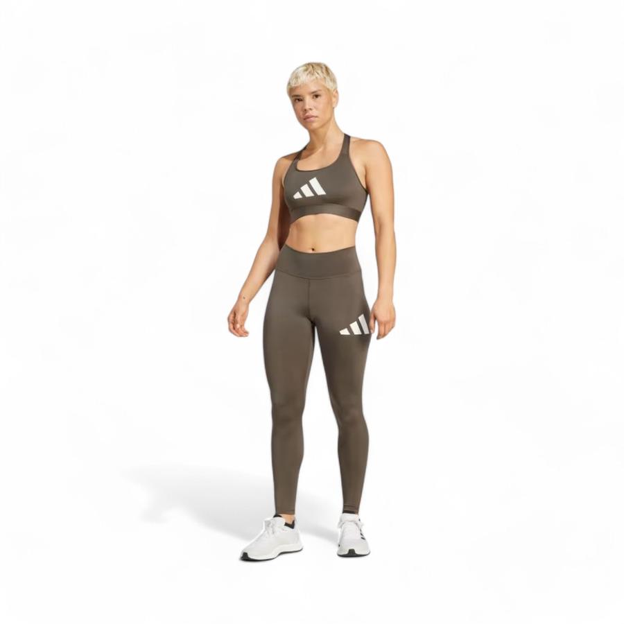 Calza Mujer Adidas Logo Grande Tiro Alto Olivo