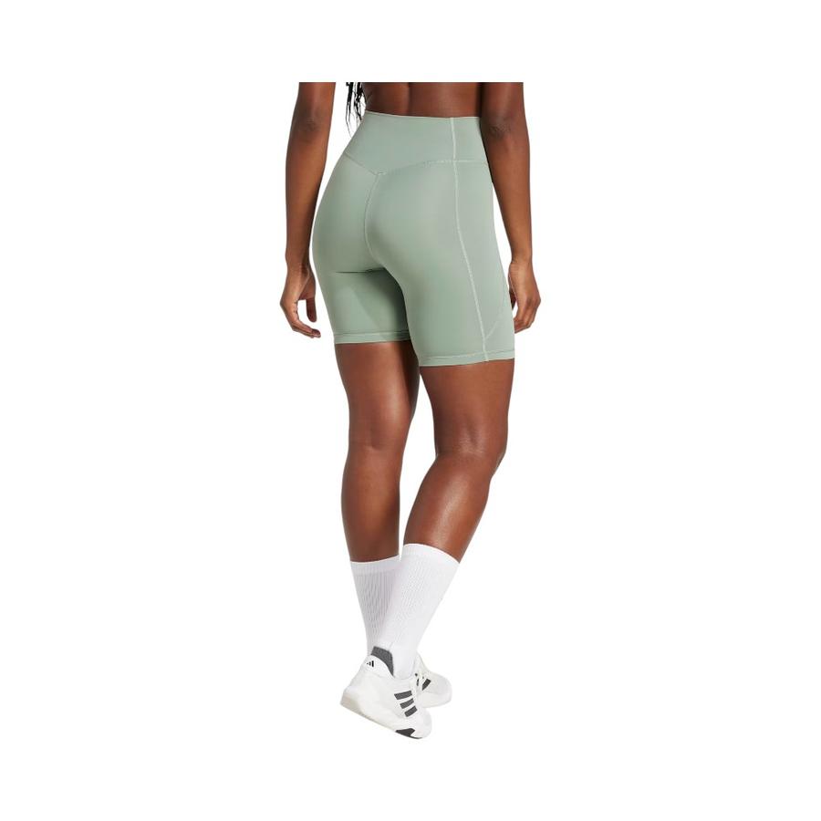 Calzas Cortas Mujer Adidas Optime Essentials Bolsillo Verde