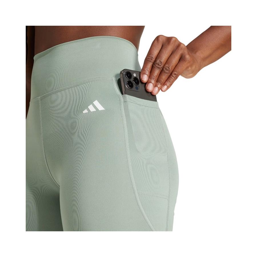 Calzas Cortas Mujer Adidas Optime Essentials Bolsillo Verde
