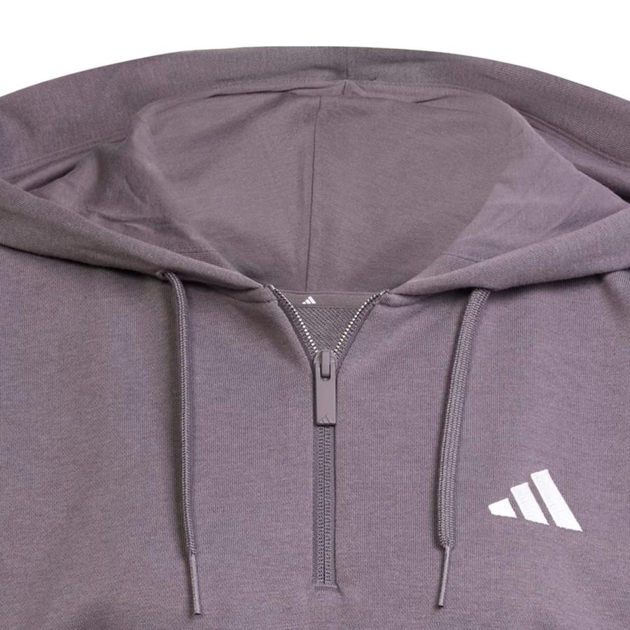 Polerón Con Capucha Essentials 3 Bandas Mujer Adidas Gris