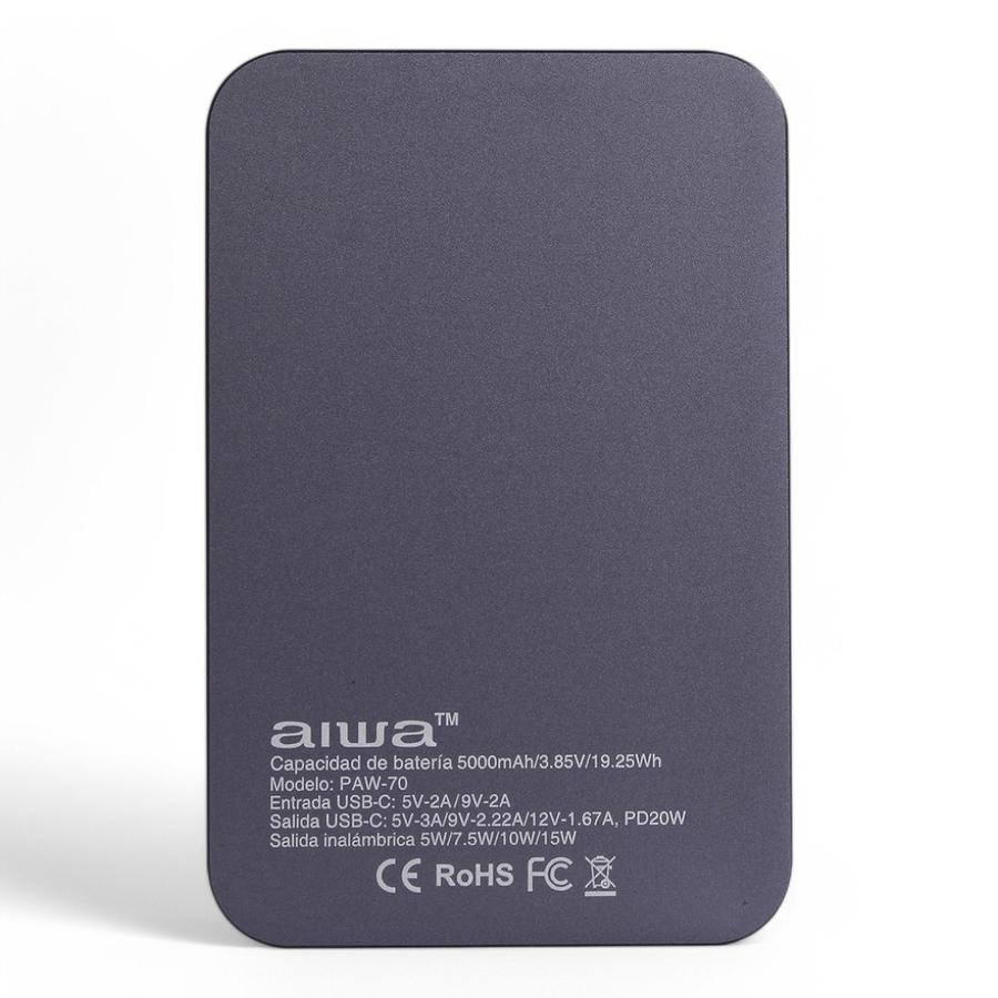 Cargador Batería Externa Aiwa Carga Inalámbrica 5000 MAH
