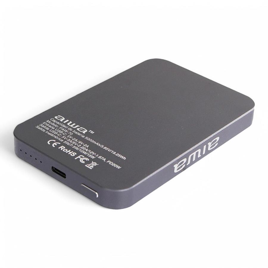 Cargador Batería Externa Aiwa Carga Inalámbrica 5000 MAH