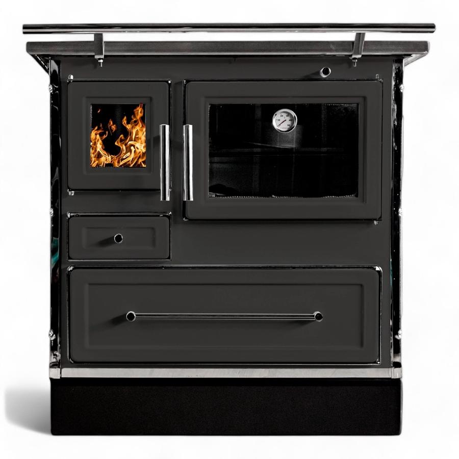 Cocina Leña Alcázar 92X62 Mueble Mz Con Kit 6" Negro