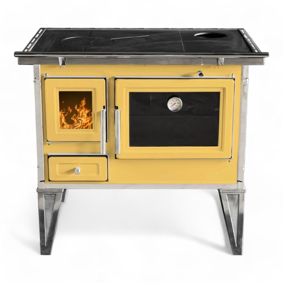 Cocina Leña Alcázar 72X56 L70 Con Kit Caño 5" Amarillo