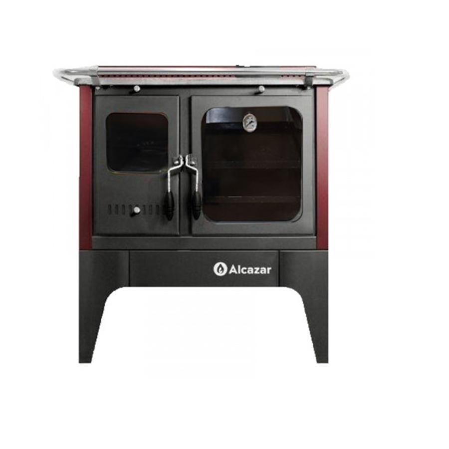 Cocina Leña Alcazar S-900 Burdeo + Kit Caño Acero 6