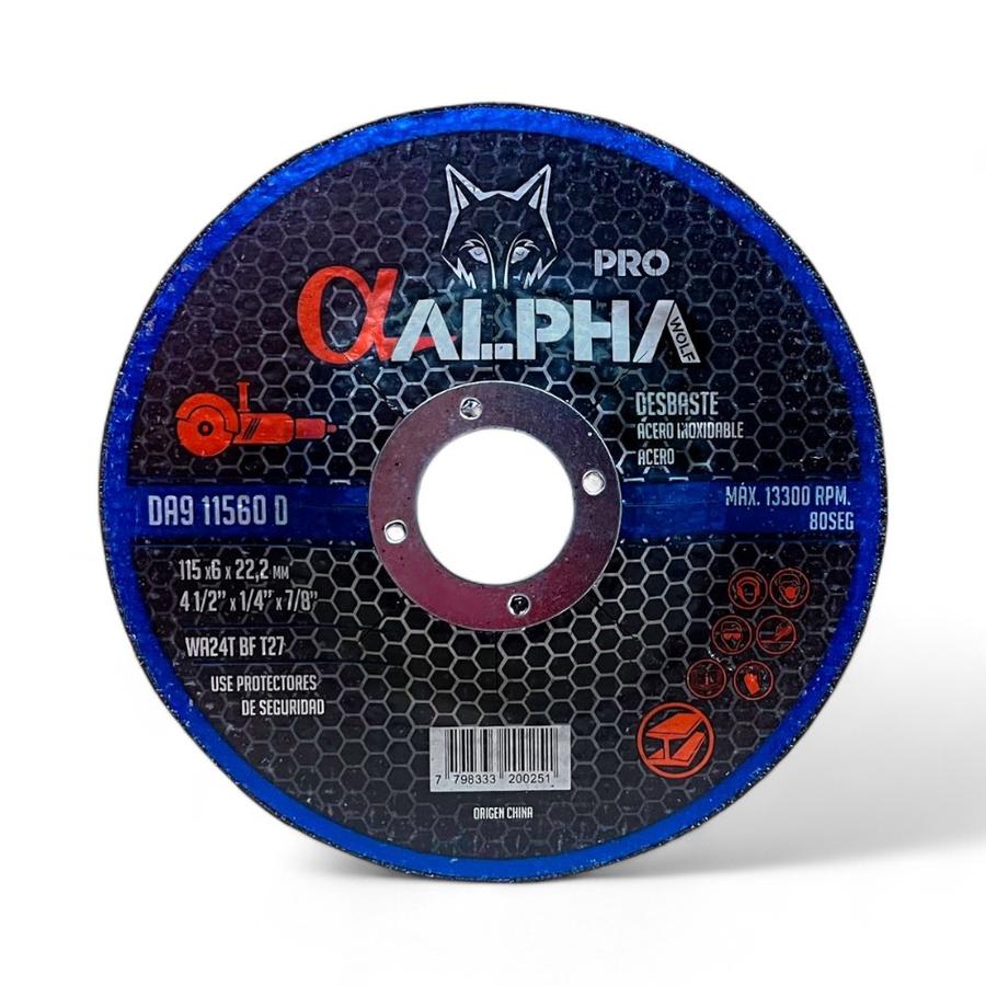 Disco De Desbaste Alpha Pro 4 1/2" 6 Mm Acero Inoxidable