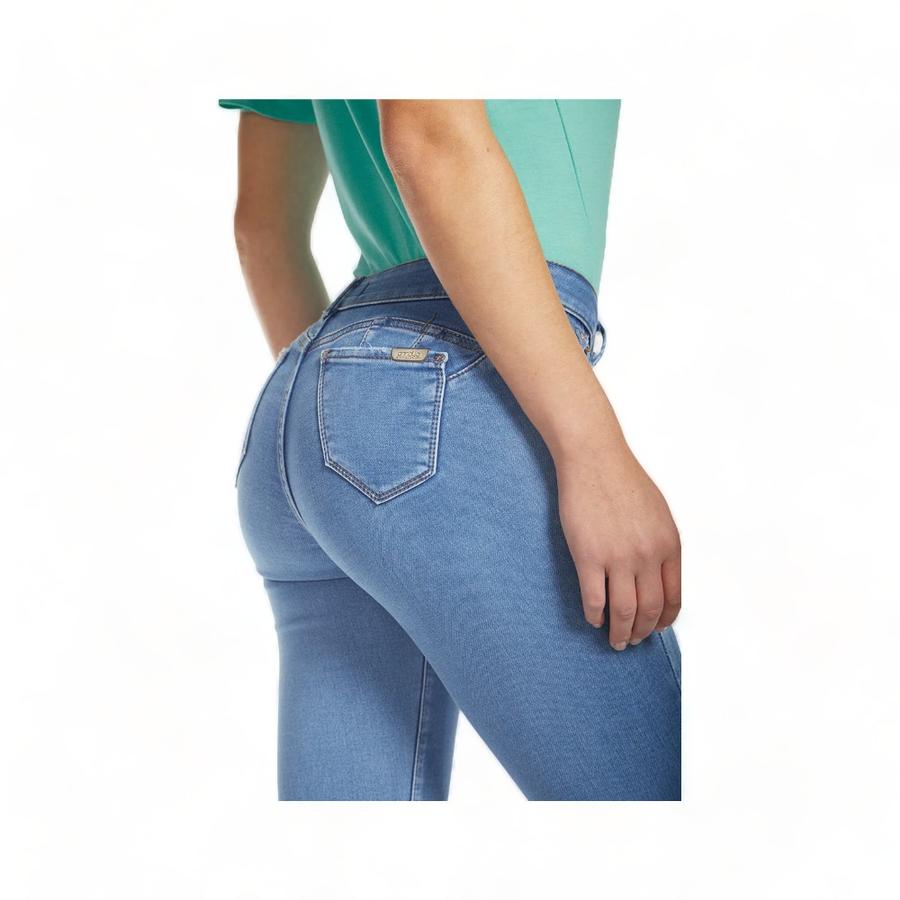 Jeans Mujer Amalia Jeans 4025 Tiro Medio Pitillo Celeste