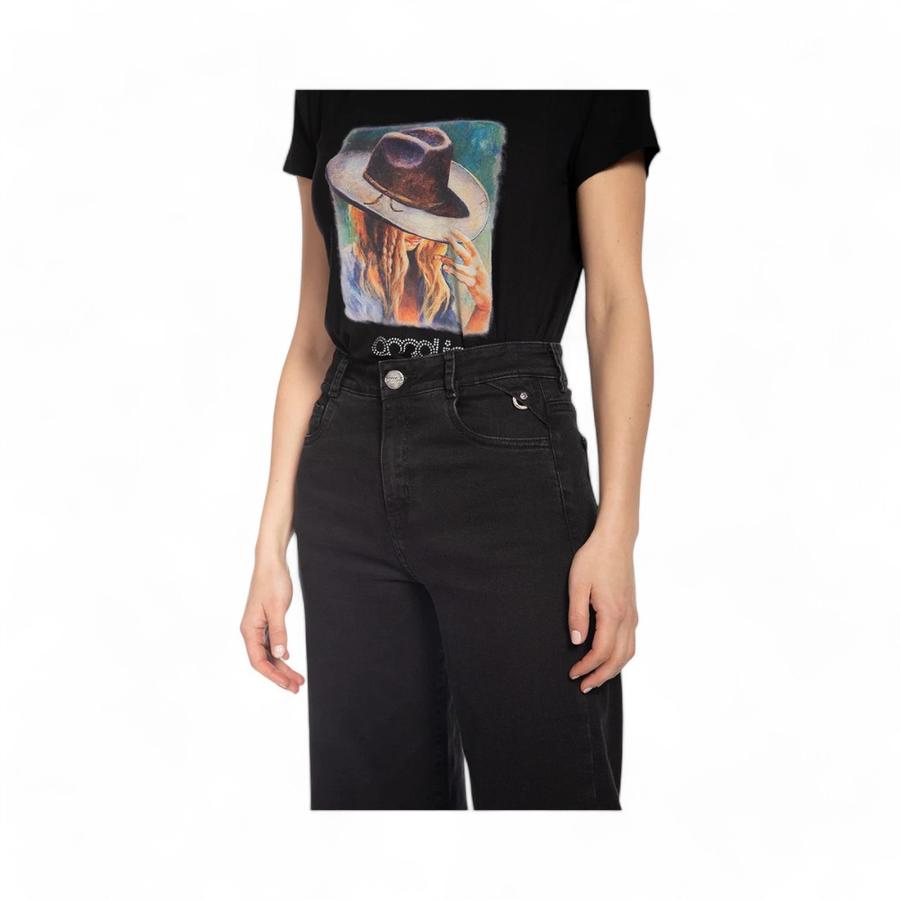 Jeans Mujer Amalia Jeans 4254 Wide Leg Negro